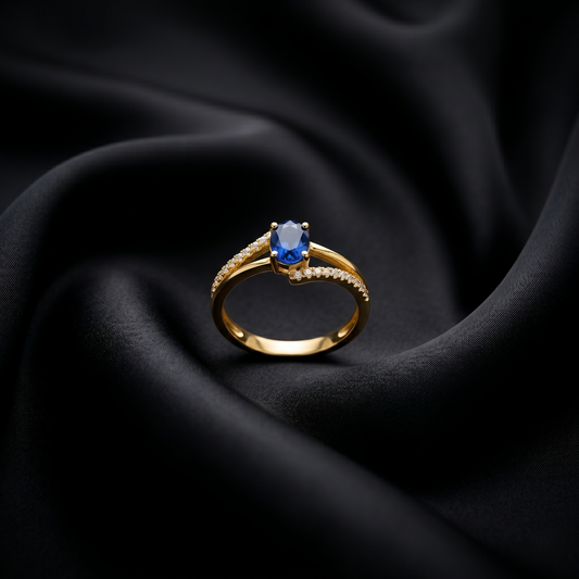 Royal Blue Sapphire Gold Cocktail Ring
