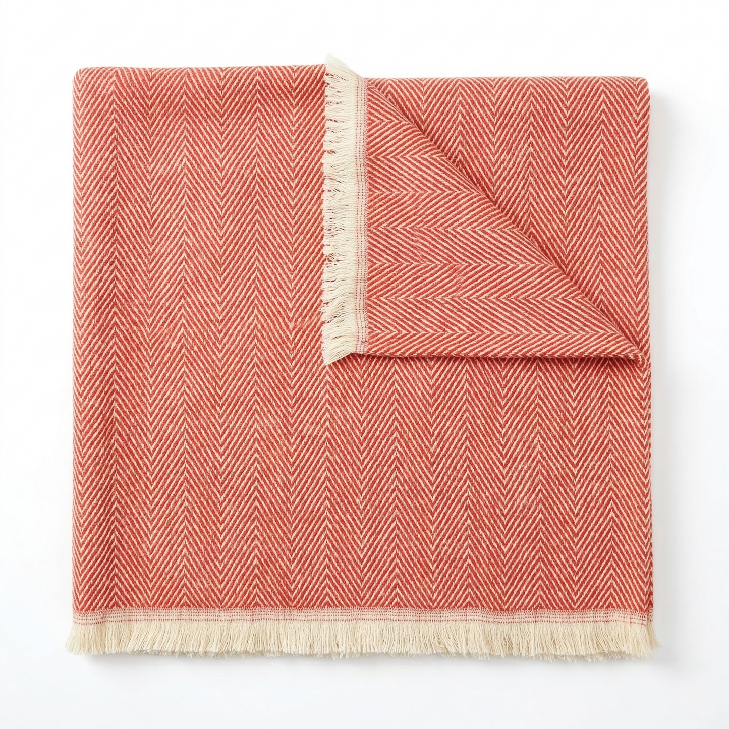 Elegant Sage Herringbone Hand Woven Blanket
