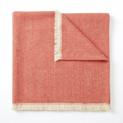 Elegant Sage Herringbone Hand Woven Blanket