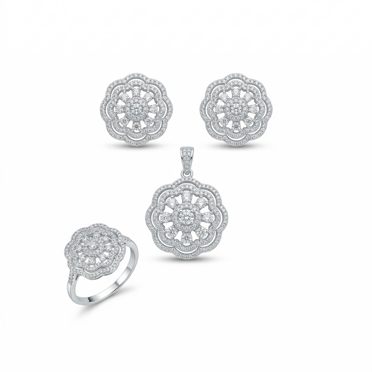 Floral Radiance 92.5 Sterling Silver Set