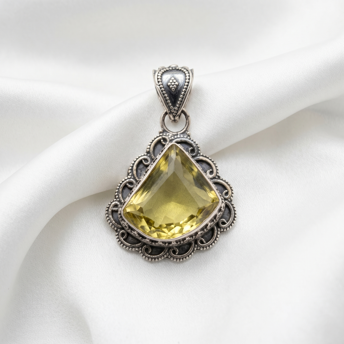 Handcrafted Citrine Silver Heritage Pendant