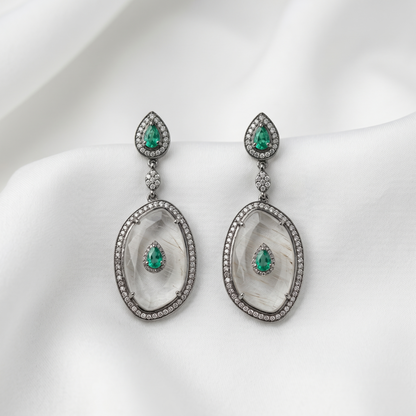 Victorian Emerald and Polki Drop Earrings