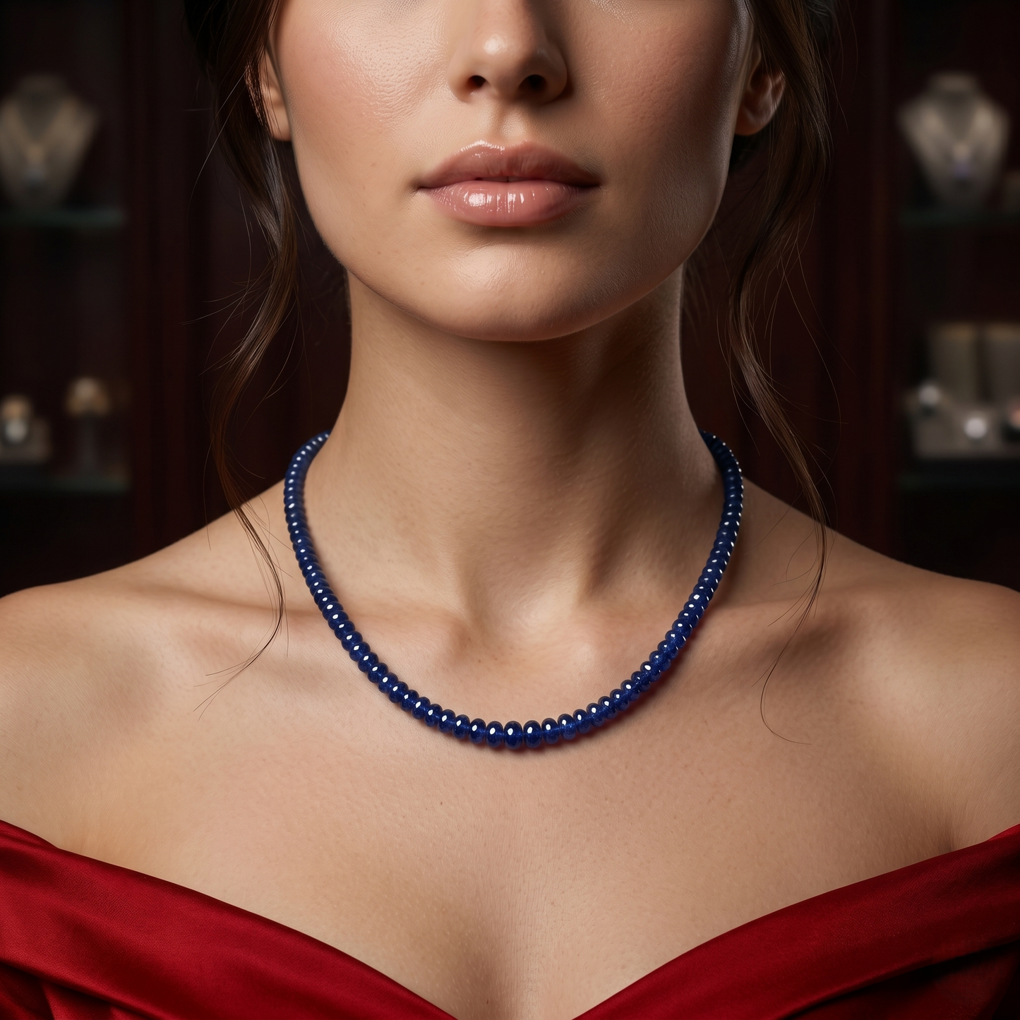 Midnight Azure Sterling Silver Bead Necklace