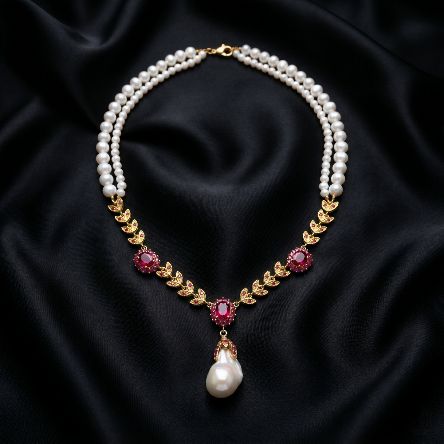 Regal Ruby & Pearl Silver Statement