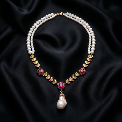 Regal Ruby & Pearl Silver Statement