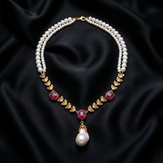Regal Ruby & Pearl Silver Statement