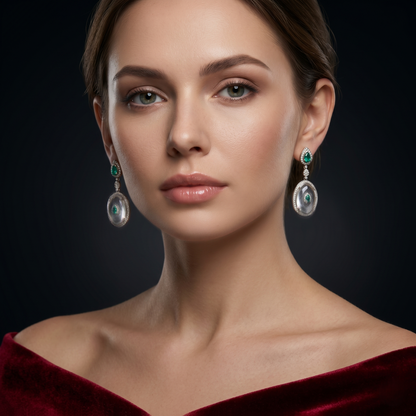 Victorian Emerald and Polki Drop Earrings