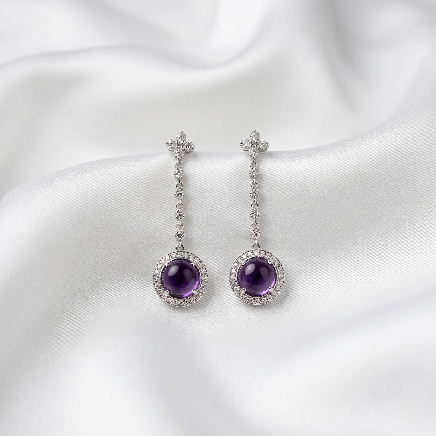Elegant Amethyst White Gold Drop Earrings