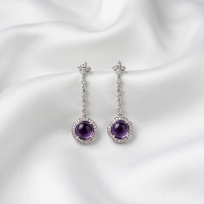 Elegant Amethyst White Gold Drop Earrings