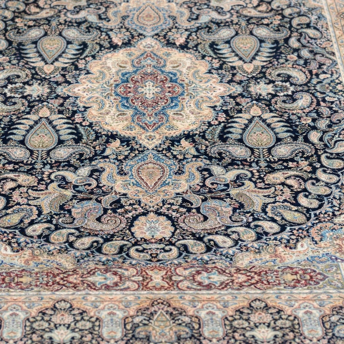 Traditional Royal Blue Medallion Persian Rug