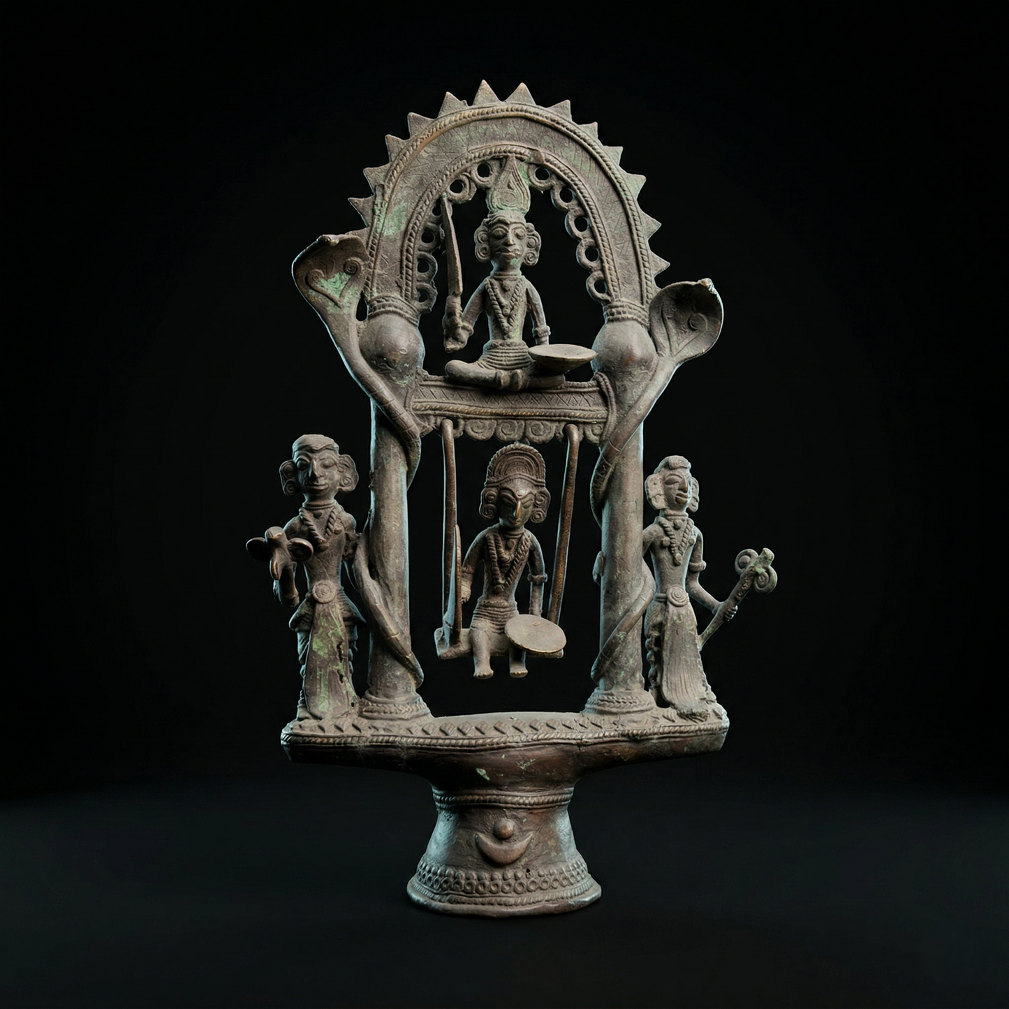 Antique Brass Folk Art Jhoola Statue