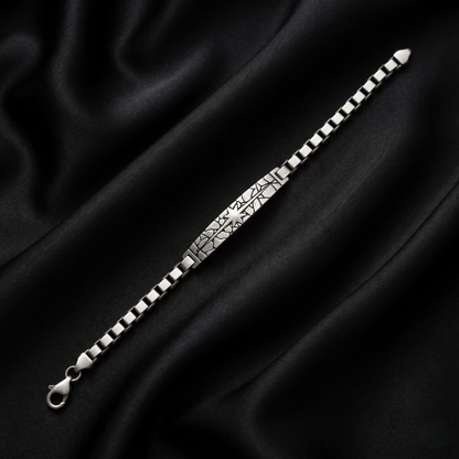 Celestial Mosaic Textured Silver Link Bracelet