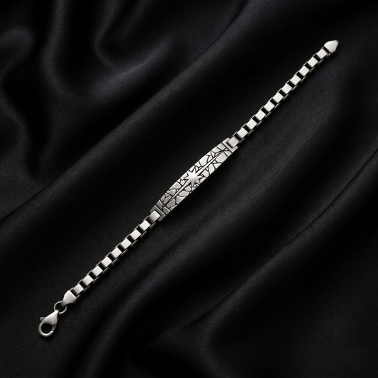 Celestial Mosaic Textured Silver Link Bracelet