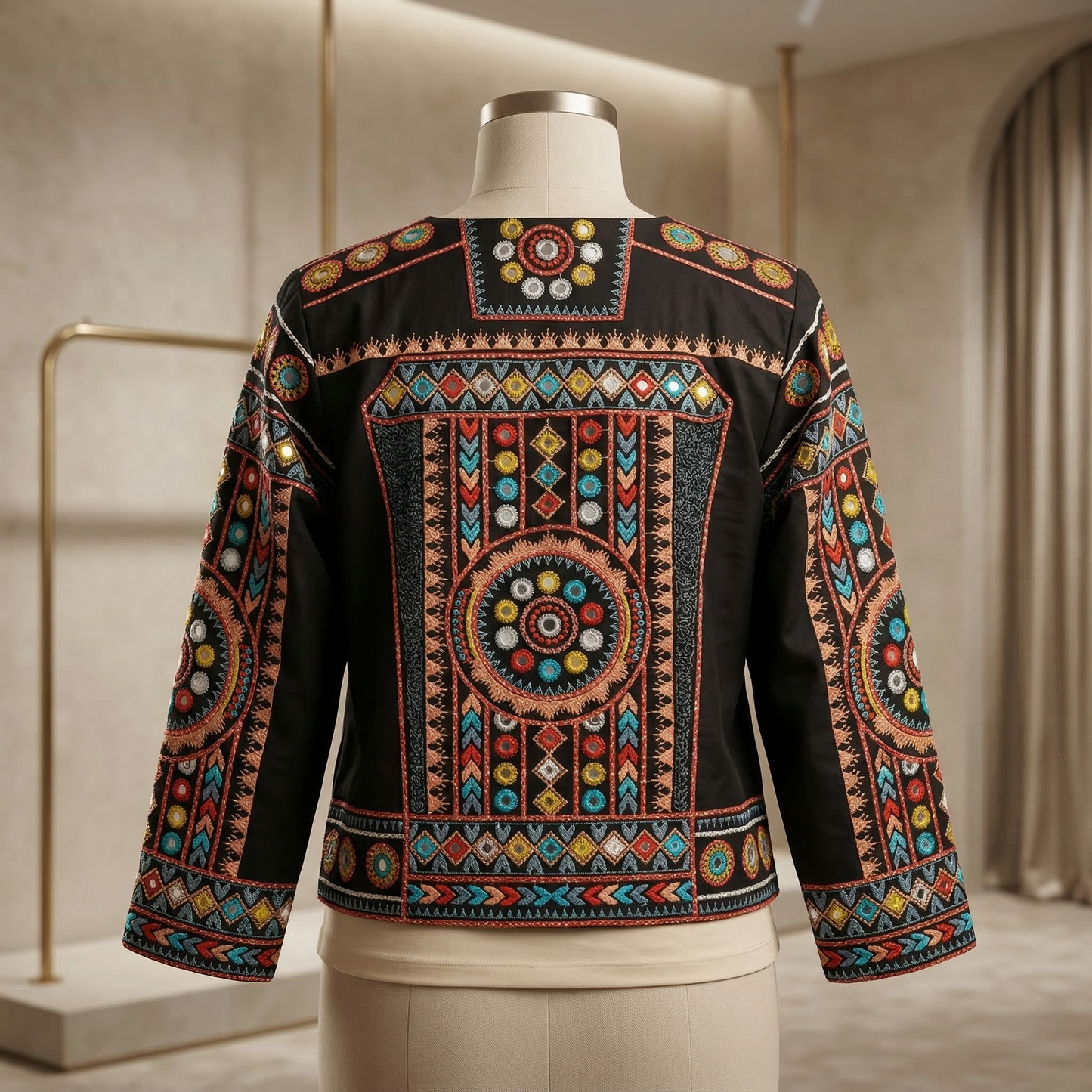 Heritage Fusion Embroidered Artisan Crop Jacket