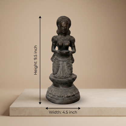 Vintage Brass Lady Diya Statue