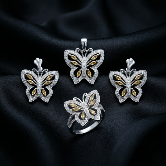 Celestial Flutter 92.5 Silver Pendant Set