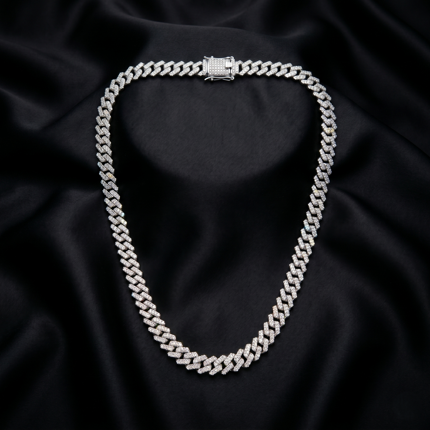Iced Out Silver Cuban Link Chain