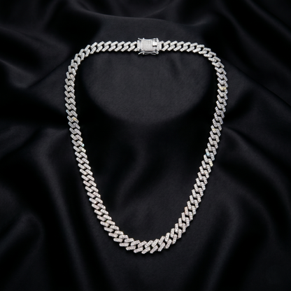 Iced Out Silver Cuban Link Chain