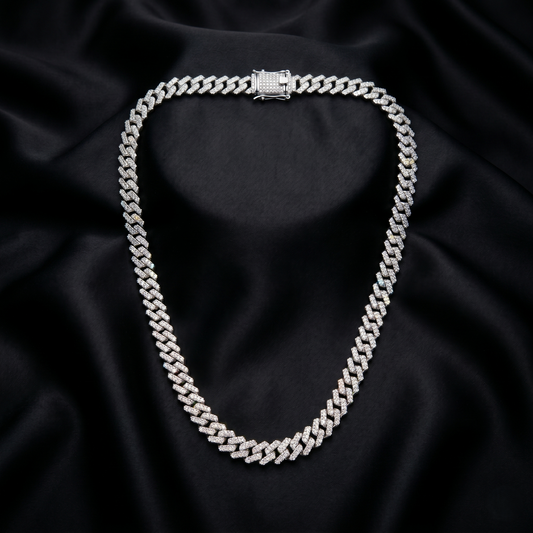 Iced Out Silver Cuban Link Chain