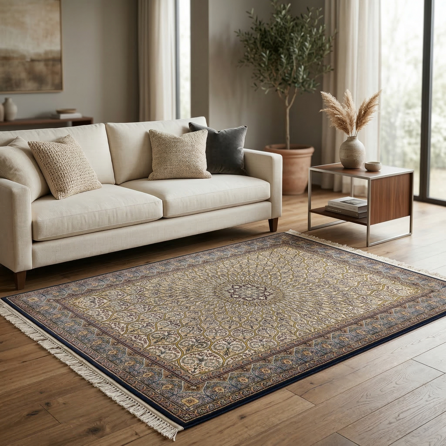Royal Medallion Persian-Style Cream Rug