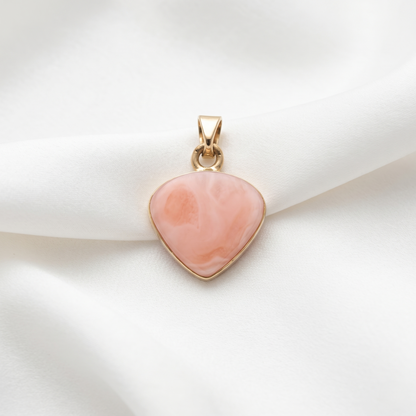 Silver Pink Coral Heart Artisan Pendant