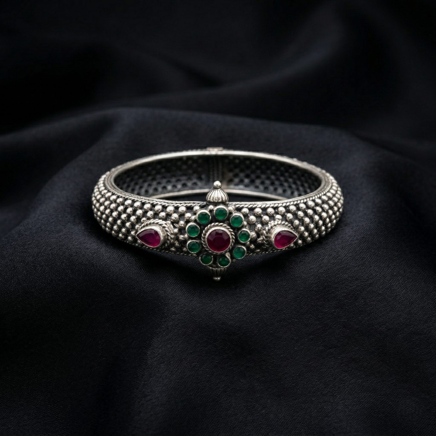 Vintage Floral 92.5 Silver Artisan Kada