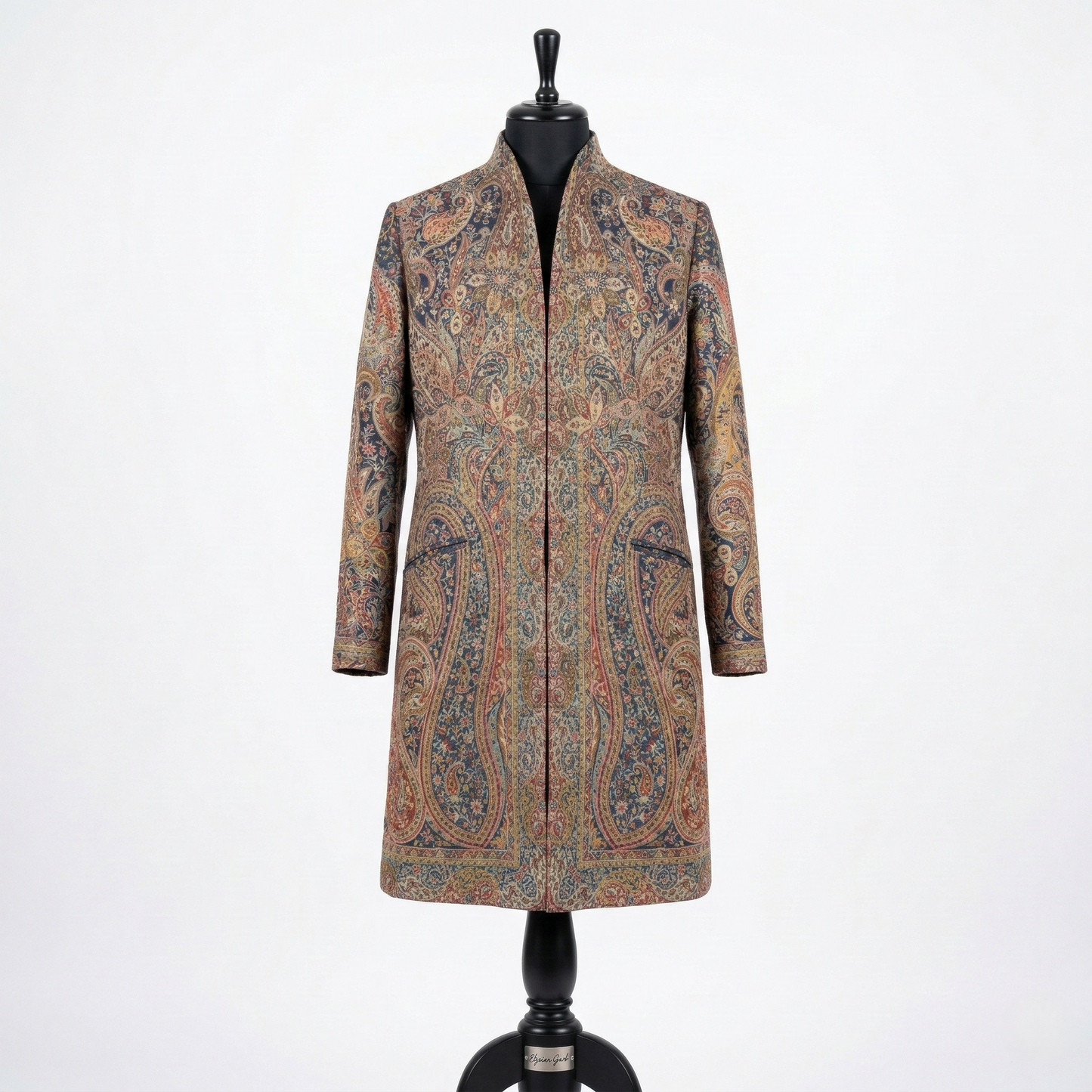 Majestic Paisley Heritage Stand Collar Long Coat