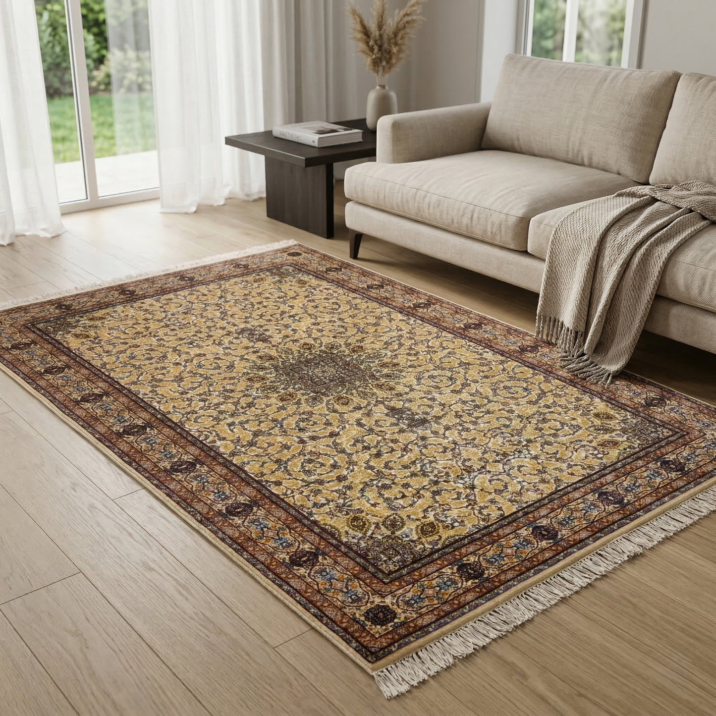 Ornate Persian Style Floral Medallion Area Rug