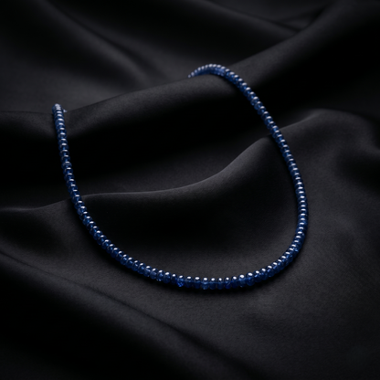 Midnight Azure Sterling Silver Bead Necklace