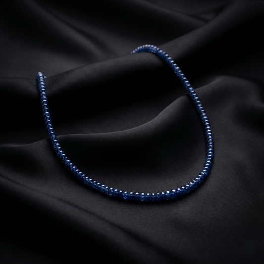 Midnight Azure Sterling Silver Bead Necklace