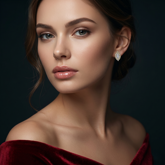 Elegant Marquise Cut Silver Stud Earrings