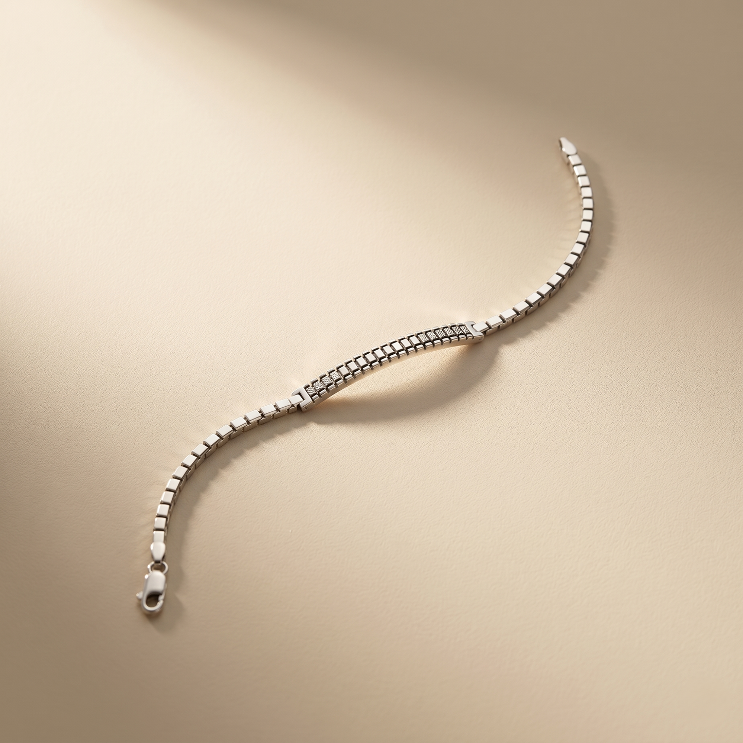 Sleek Geometric Silver Link Bracelet