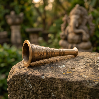 Hand-Engraved Antique Brass Decorative Bud Vase