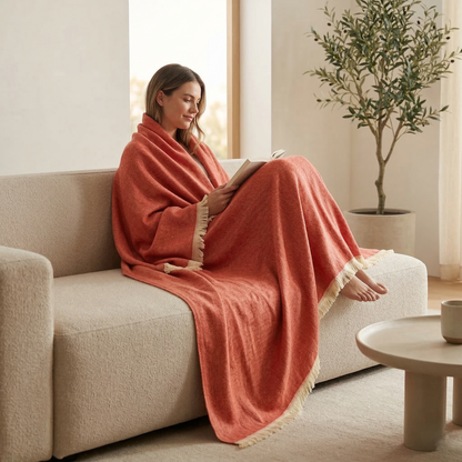 Hand Carved Heritage Pure Wool Oversized Blanket