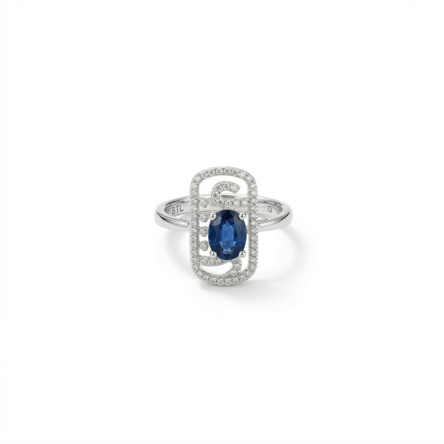 Oval Sapphire Filigree Sterling Silver Ring