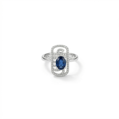 Oval Sapphire Filigree Sterling Silver Ring