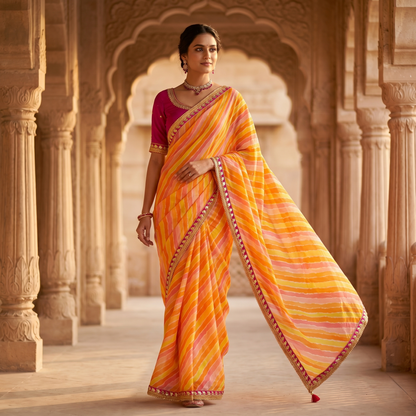 Vibrant Leheriya Festive Silk Blend Saree