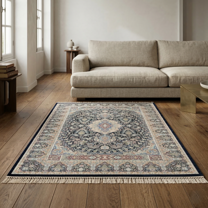 Traditional Royal Blue Medallion Persian Rug