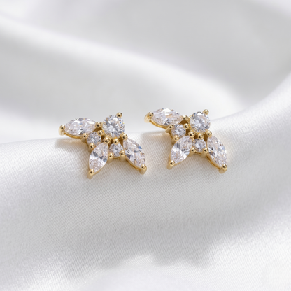 Floral Marquise Crafted Silver Stud Earrings
