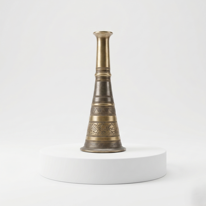 Hand-Engraved Antique Brass Decorative Bud Vase