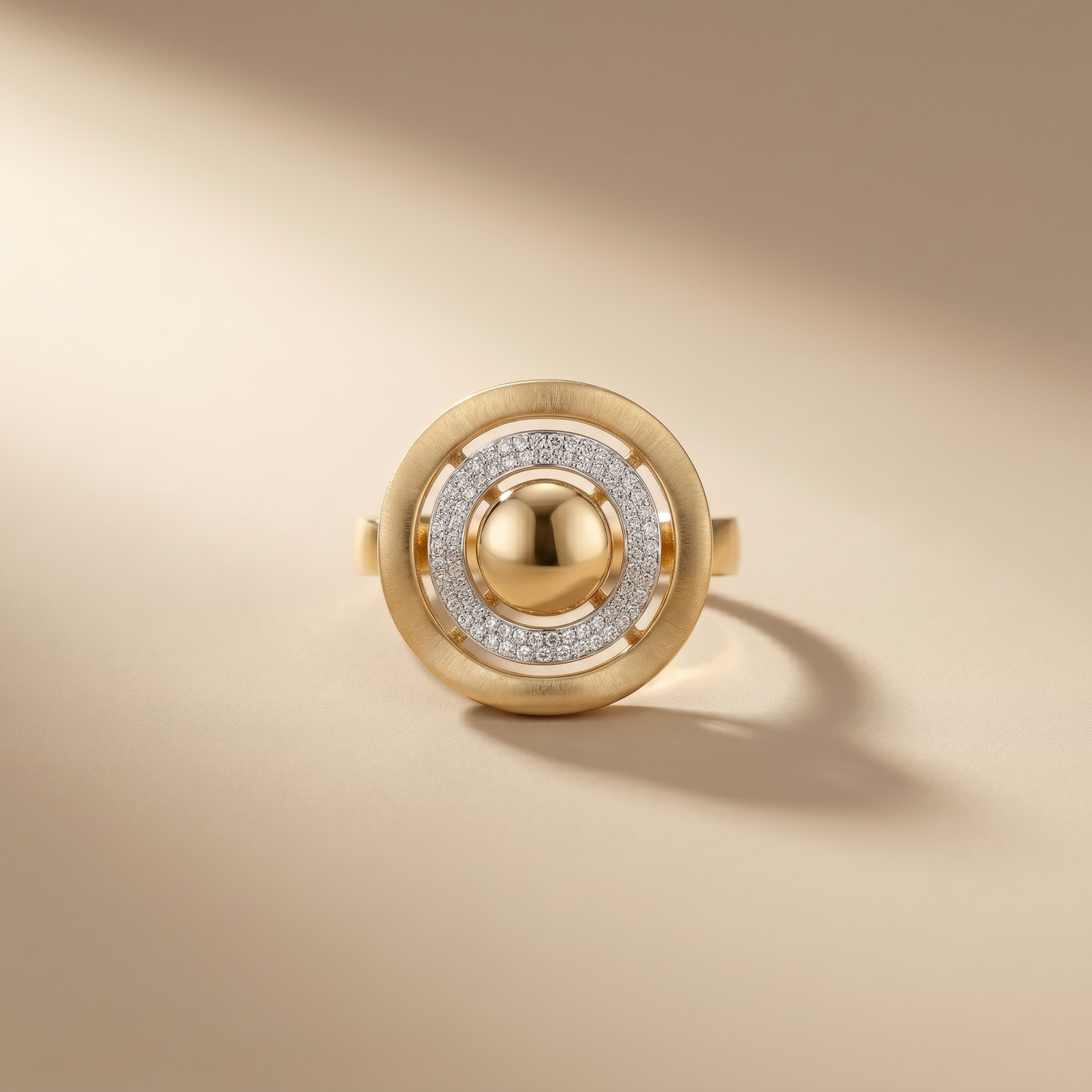 Modern Concentric Geometric Gold Statement Ring