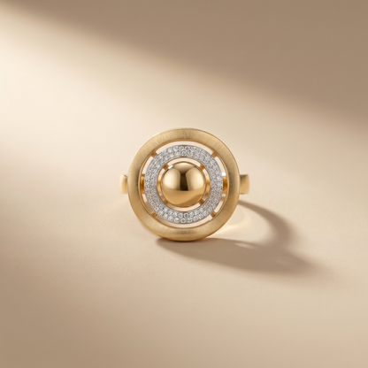 Modern Concentric Geometric Gold Statement Ring