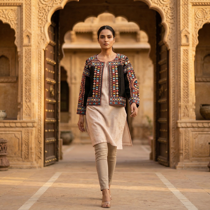 Heritage Fusion Embroidered Artisan Crop Jacket