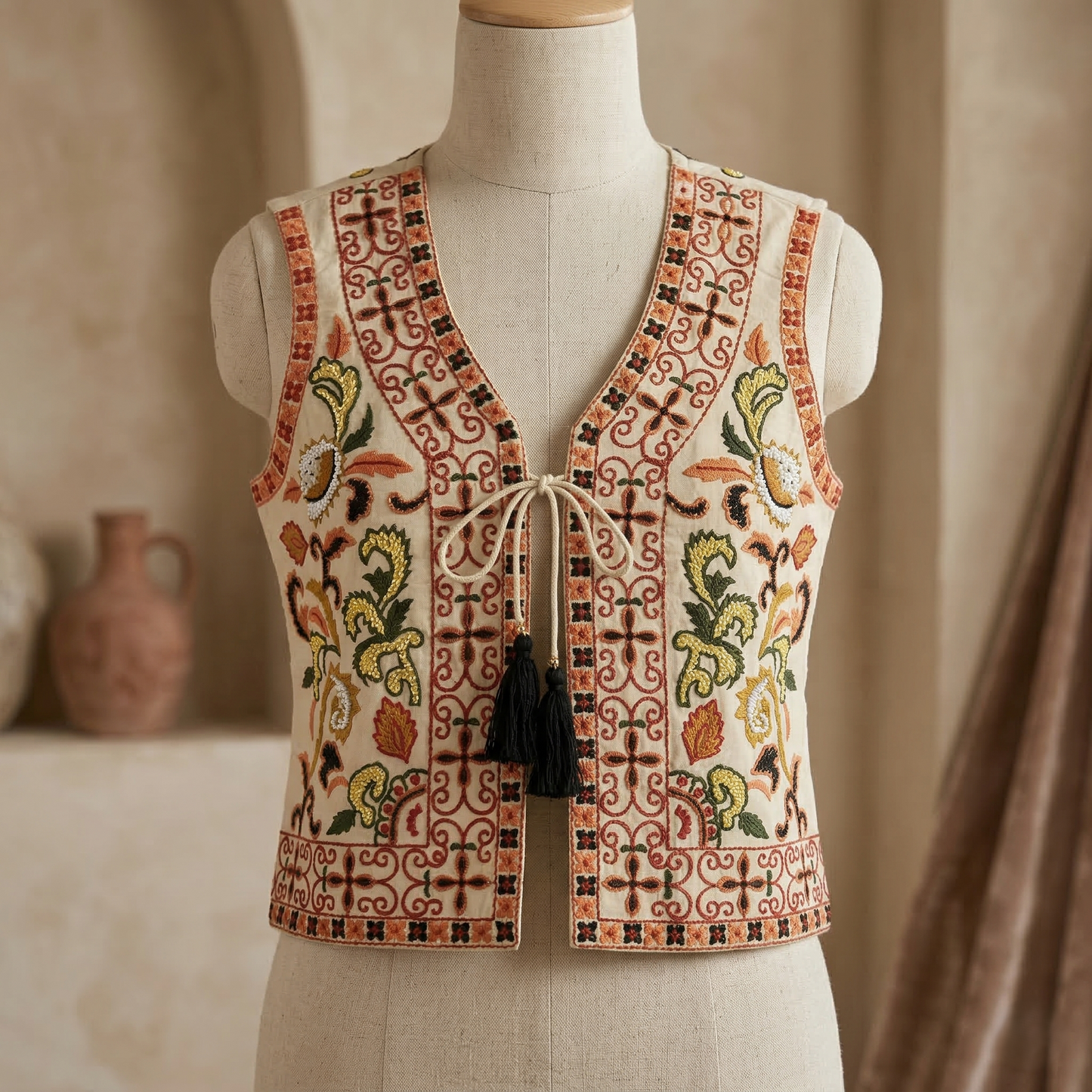 Heritage Artisanal Hand-Embroidered Ethnic Koti Jacket
