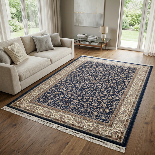 Midnight Bloom Traditional Hand Knotted Area Rug