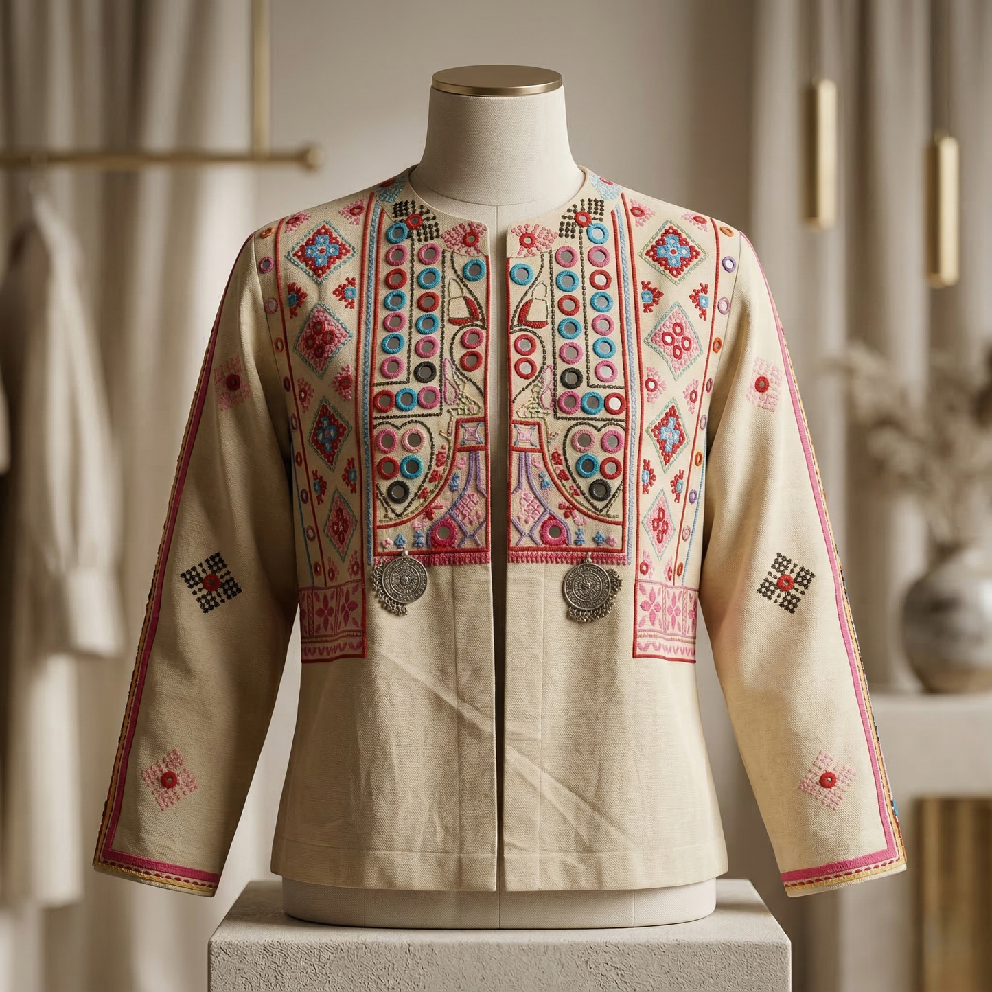 Heritage Mirror-Work Handcrafted Ethnic Jacket