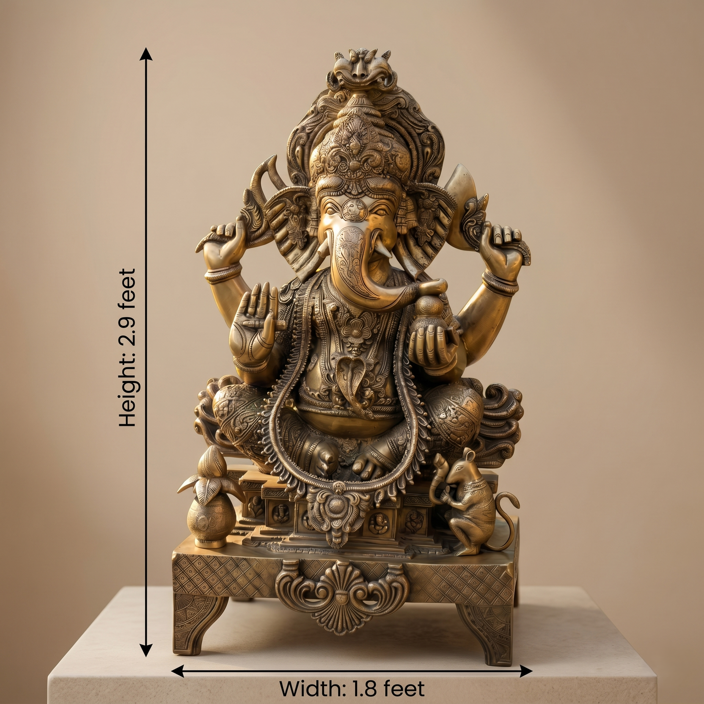 Antique Brass Lord Ganesha Heritage Statue