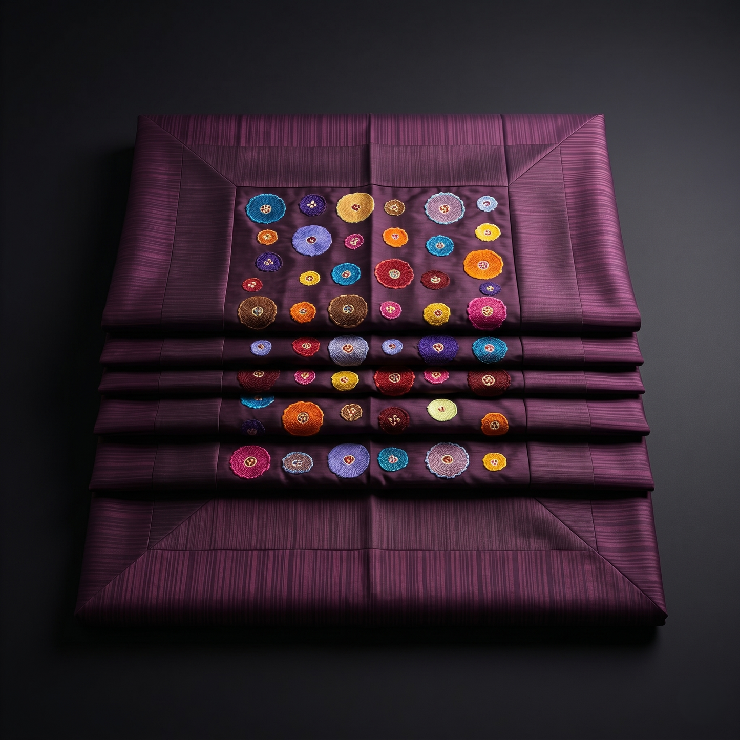 Deep Plum Floral Appliqué Luxury Bedcover