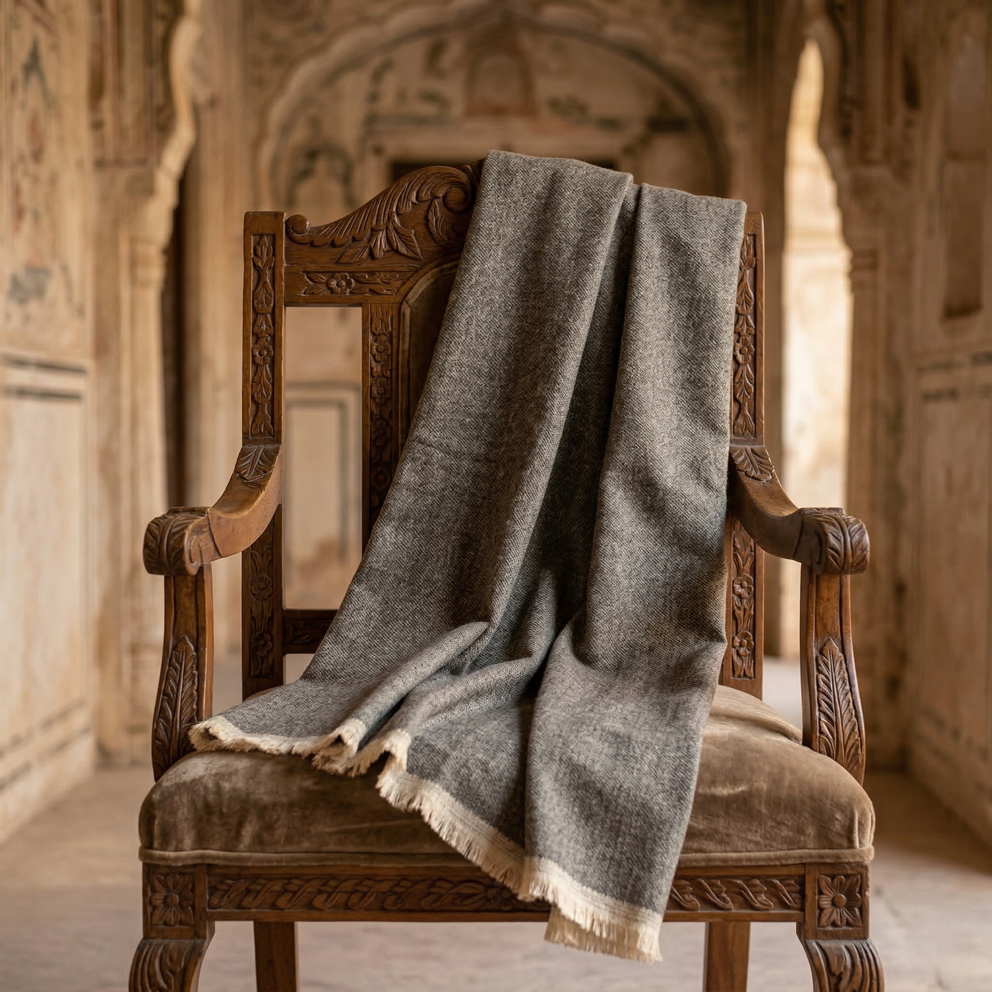 Hand Carved Heritage Pure Wool Oversized Blanket