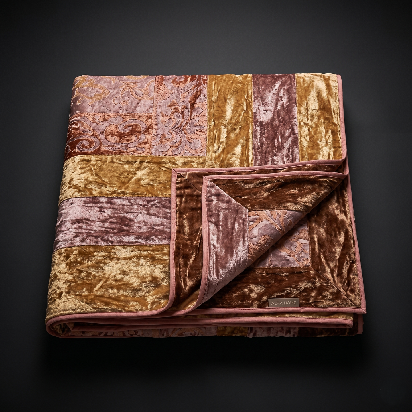 Handcrafted Gold Velvet Luxury Heritage Bedcover